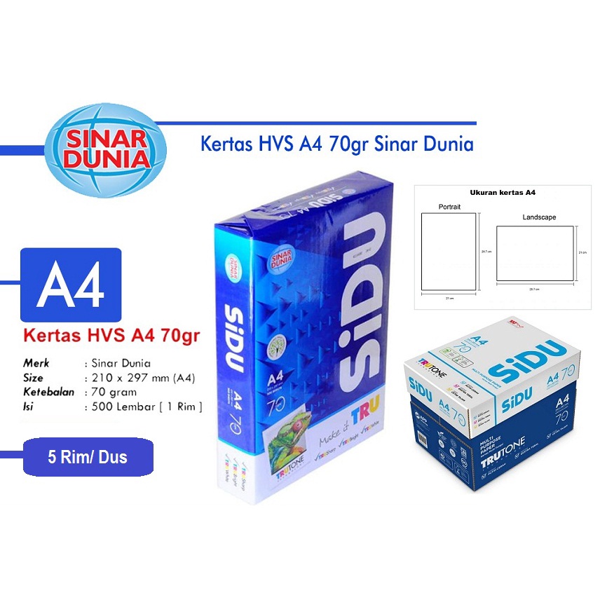 

HVS A4 70 GSM SIDU (putih isi 500 lembar)
