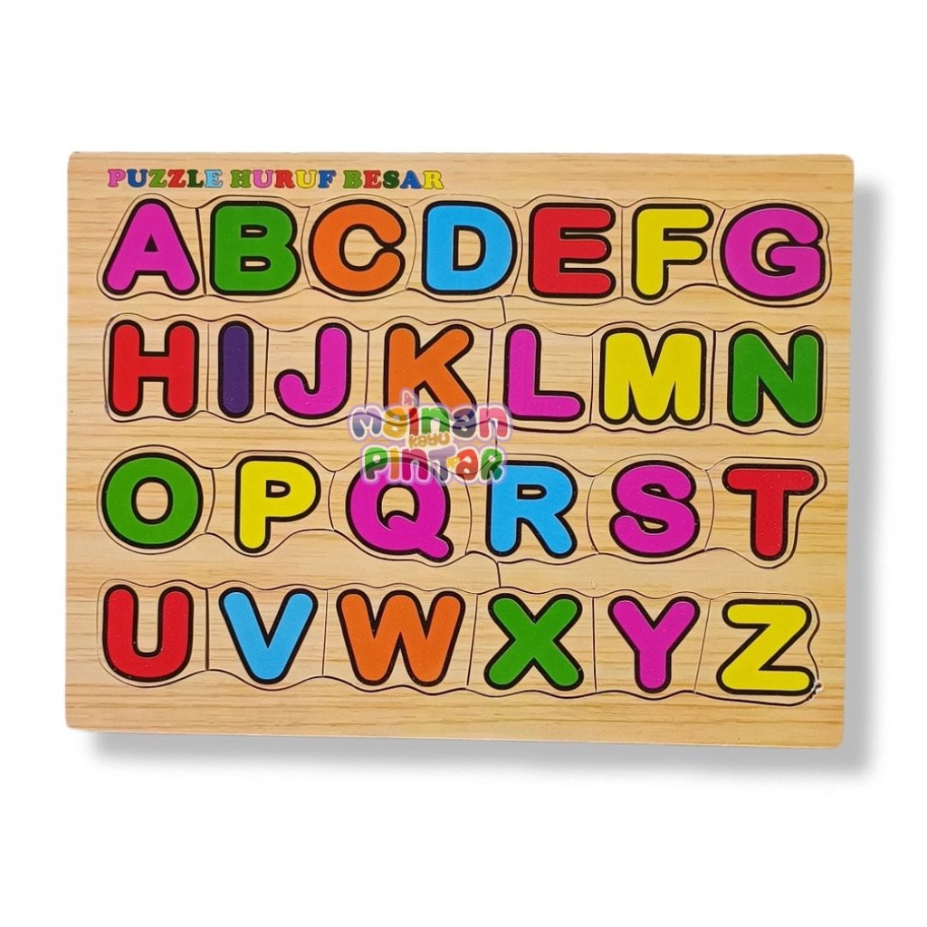 Puzzle Kayu Pengenalan Huruf Hijaiyah Huruf Alphabet Dan Angka - Mainan edukasi Anak - Mainan Kayu Pintar