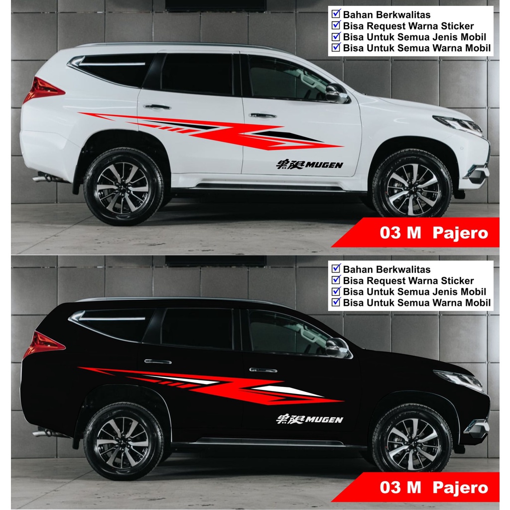 Promo sticker stiker mugen mobil pajero sport cutting stiker pajero sport striping pajero sport
