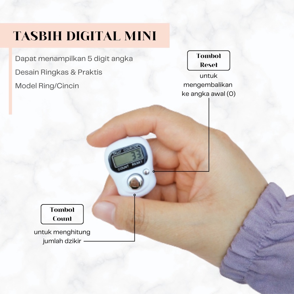 [TDK] Souvenir Tasbih Digital + Kartu Ucapan SXH Mini Tally Counter Souvenir Murah Tahlilan Finger Counter