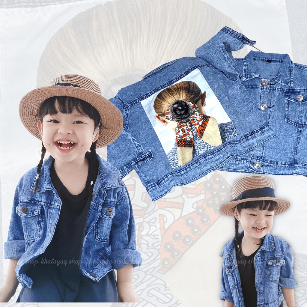 Jaket Levis Anak Perempuan Gambar Belakang 3D Patch Kekinian Usia 1 - 5 tahun