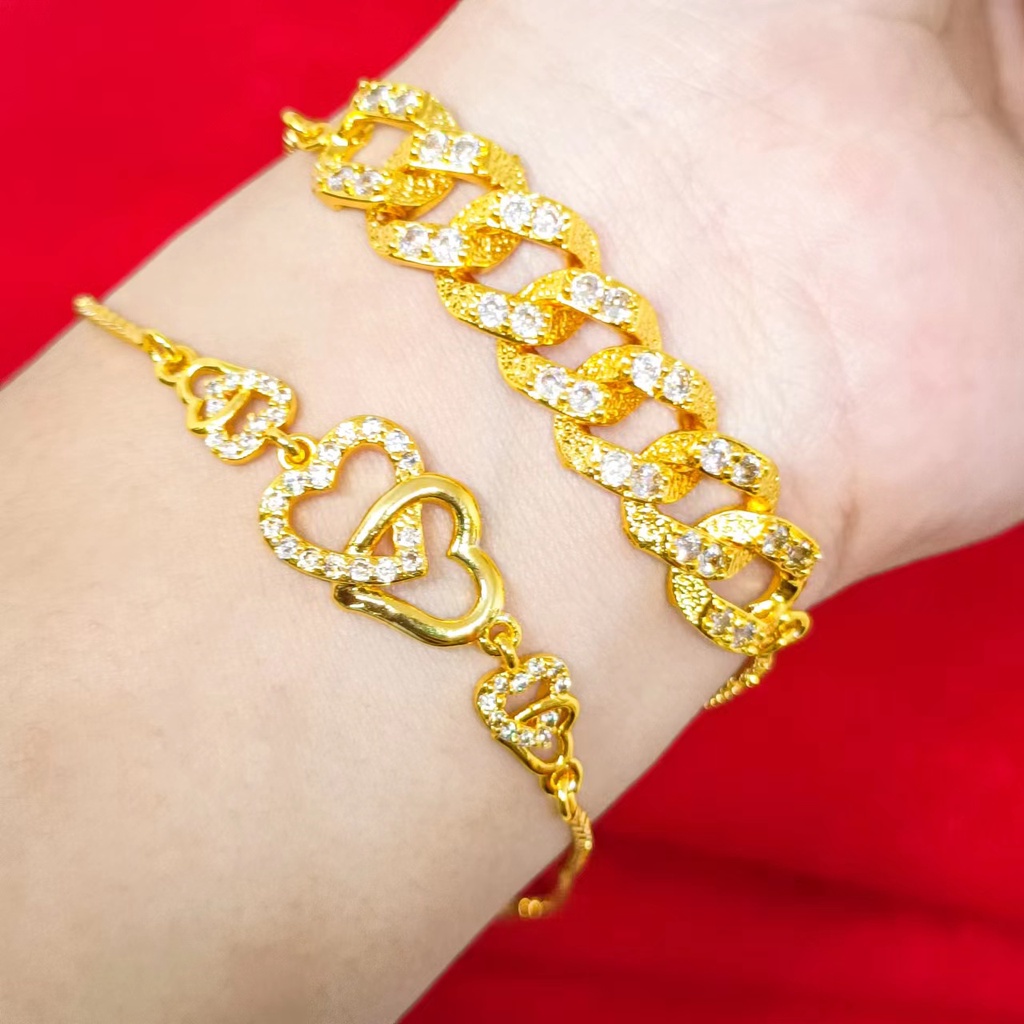 Gelang Tangan Serut Wanita Dewasa Xuping Perhiasan Populer Fashion Bracelet Terbuat Dari Koin Asli Berlapis Emas 24k Gold Bangle Bracelet