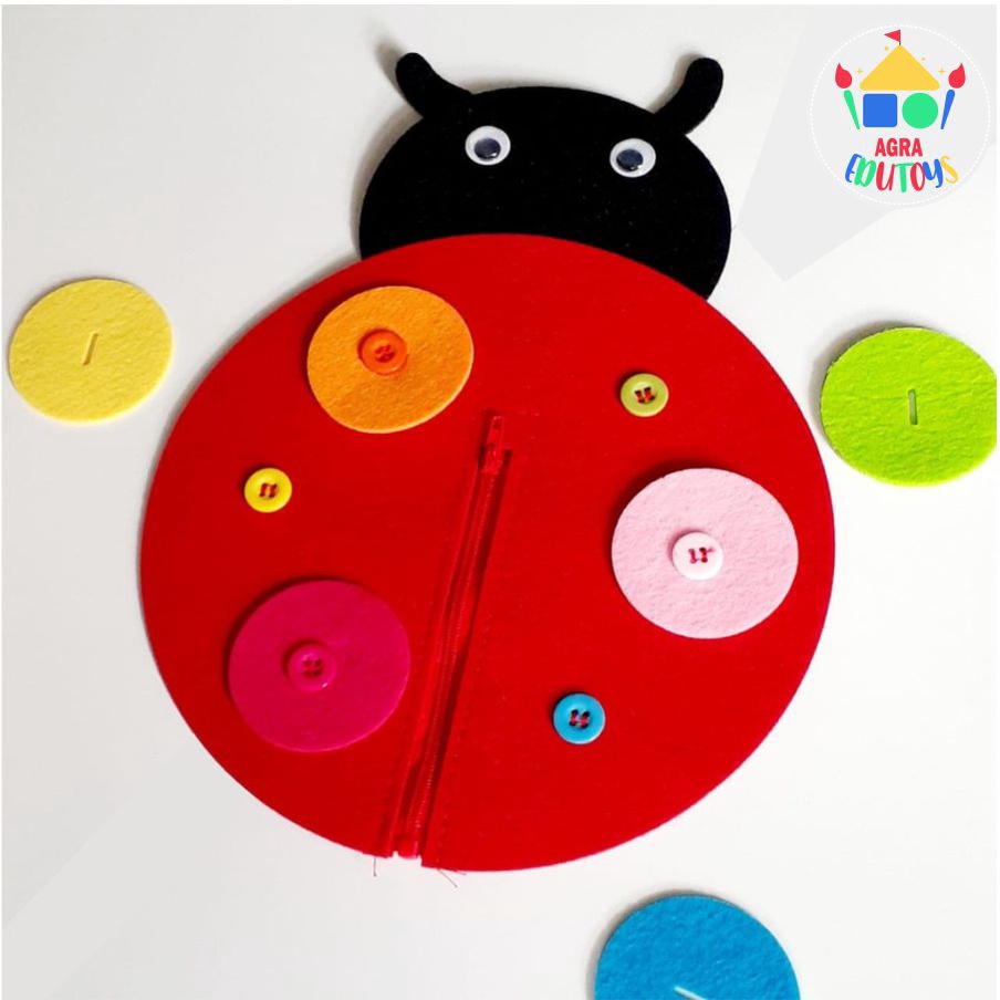 Latihan Mengancing Resleting Flanel Karakter Bentuk Kain Planel Mainan Montessori Anak DIY Zipper & 