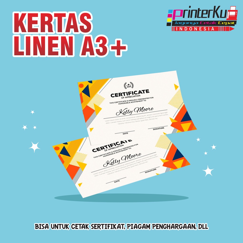 

CETAK KERTAS LINEN SERTIFIKAT, PIAGAM A3+