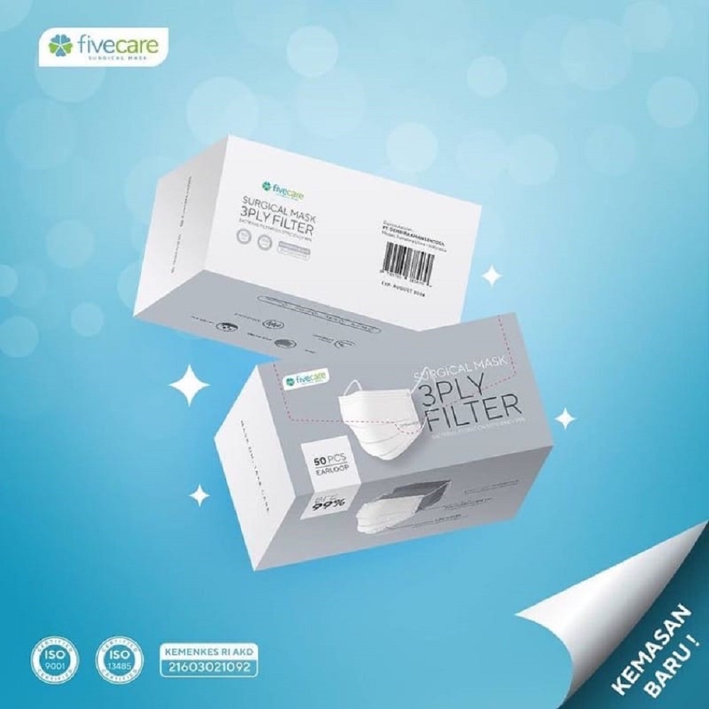 MASKER FACE MASK 3 ply Five Care PREMIUM ISI 50 pcs SURGICAL MASK/MEDIS - CO