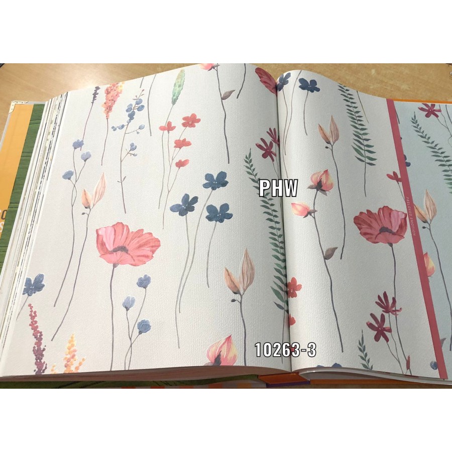 WALLPAPER DINDING KOREA MOTIF BUNGA LUKISAN TROPICAL STEPS
