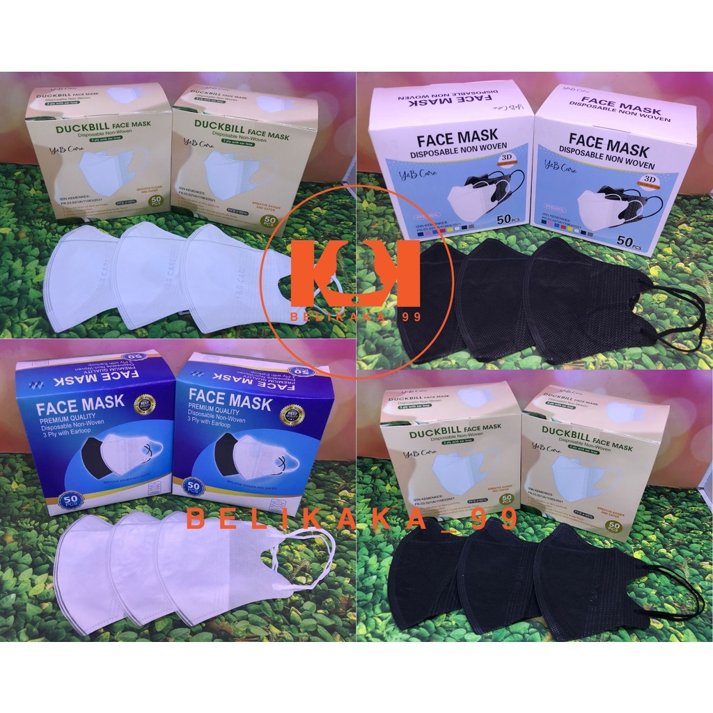 MASKER DUCKBILL HITAM PUTIH 3 PLY GARIS EMBOS ISI 50 PCS TANPA BOX MEREK Y&amp;B CARE DAN FACE MASK / MASKER DUCKBILL PUTIH / MASKER DUCKBILL FACEMASK / FACEMASK DUCKBILL / DUCKBILL MURAH / MASKER DUCKBILL EMBOS / MASKER Y&amp;B CARE