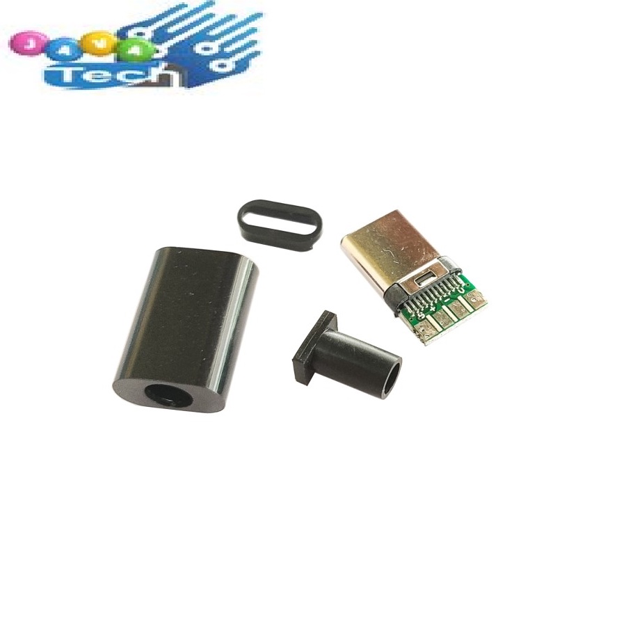 Kepala Konektor USB Type-C Male 4 pin Model Colok dengan Cover