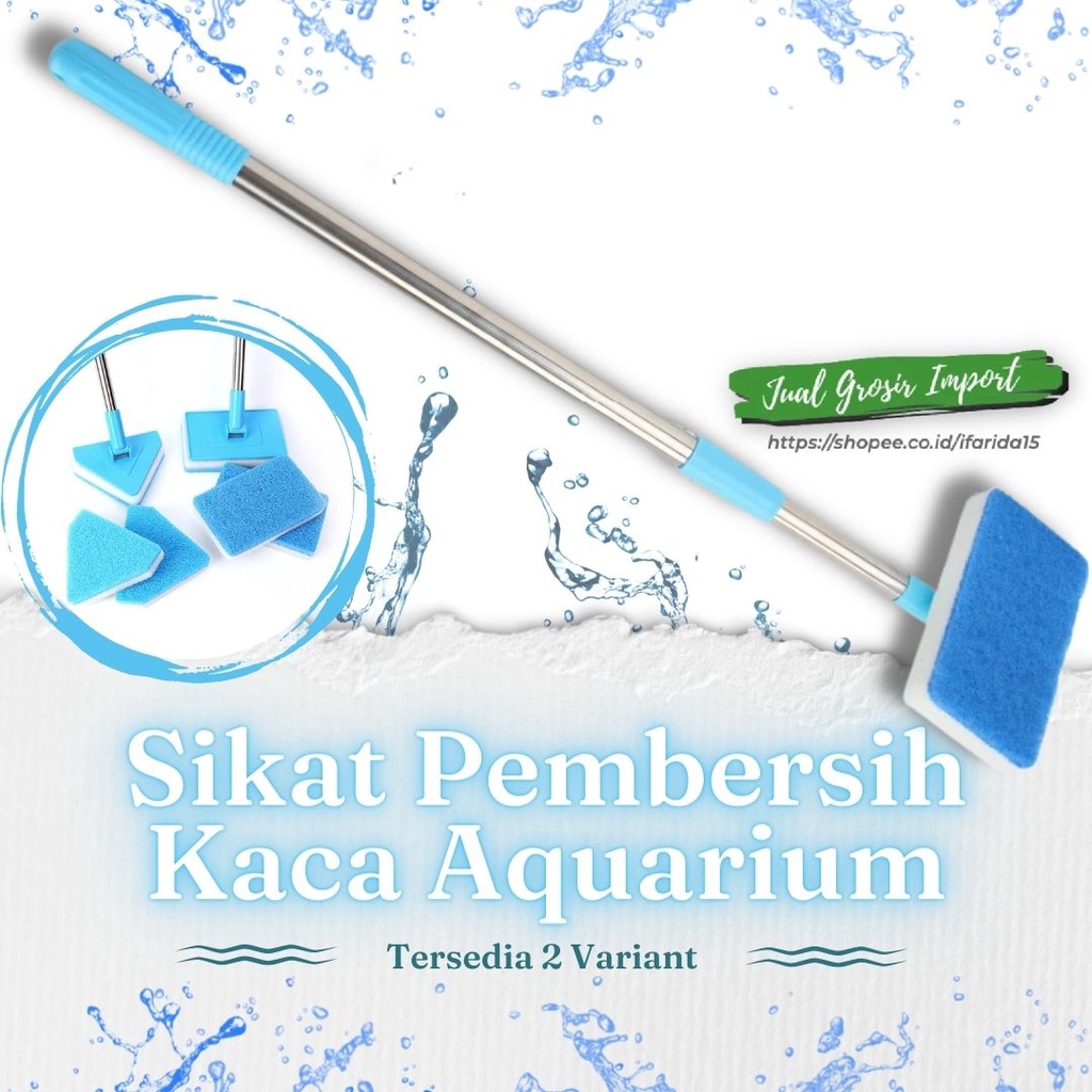 Sikat Pembersih Kaca Dengan Tongkat Stainless Adjustable Panjang 90cm