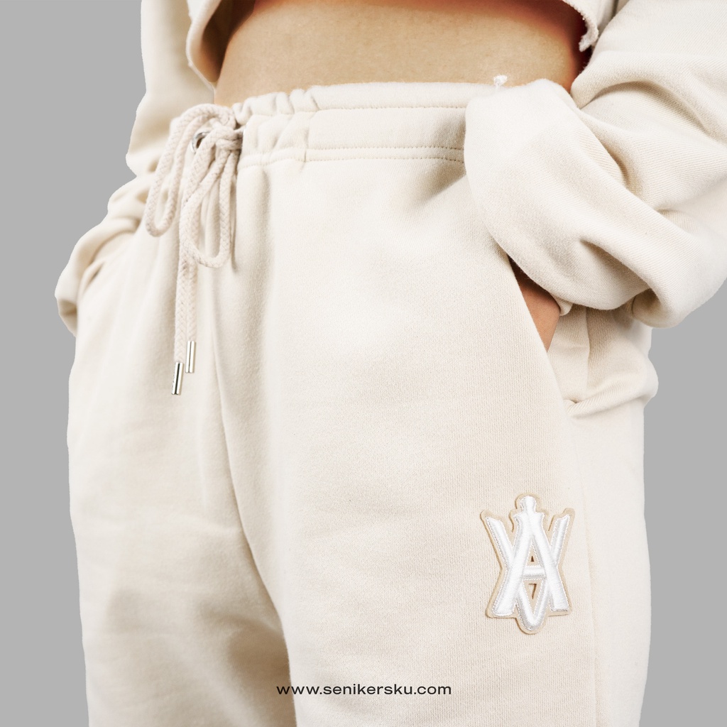 ADLV X Lisa A Logo Emblem Patch Beige Sweat Pants