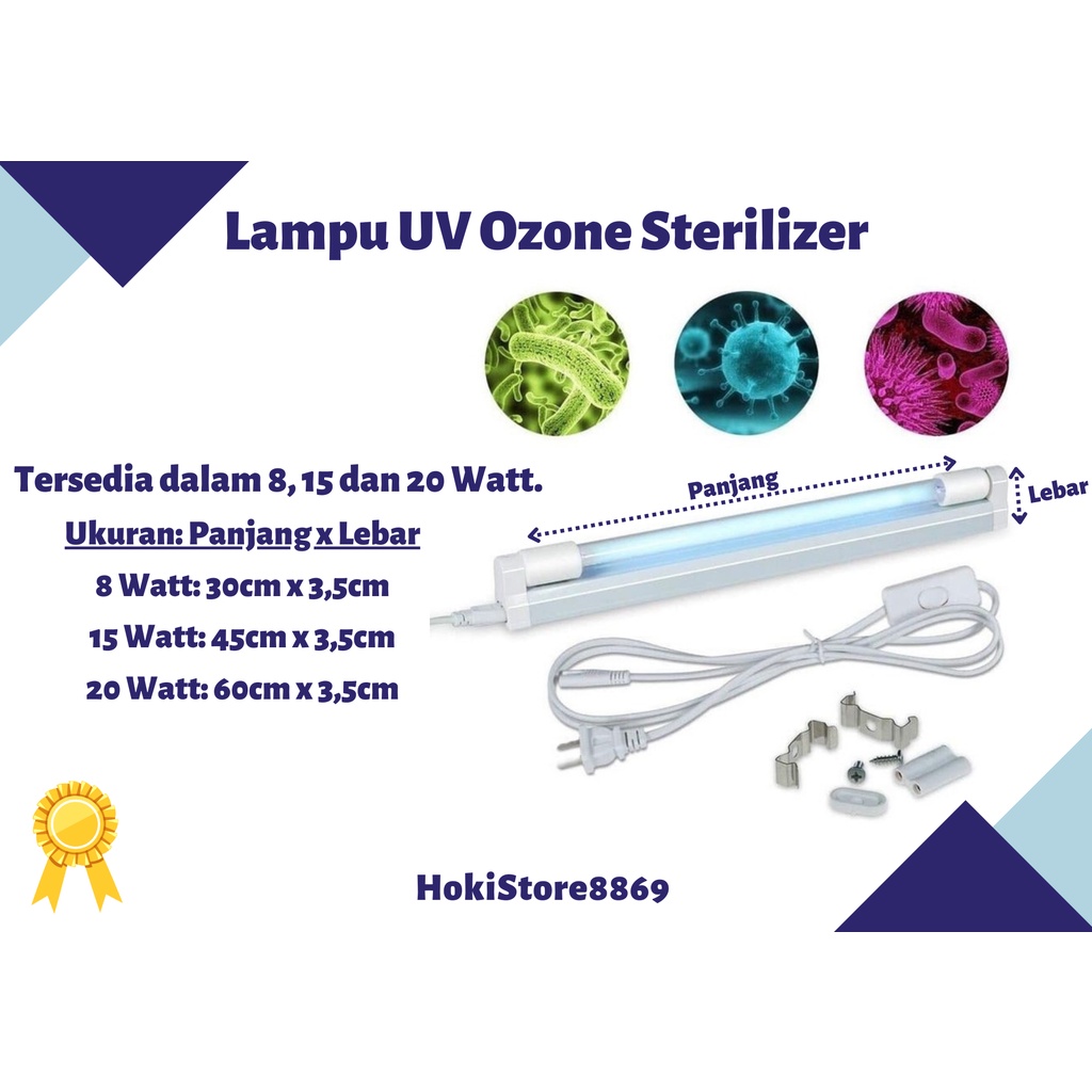 Lampu UVC Ozone Sterilizer T5 8Watt Germicidal Lampu UV