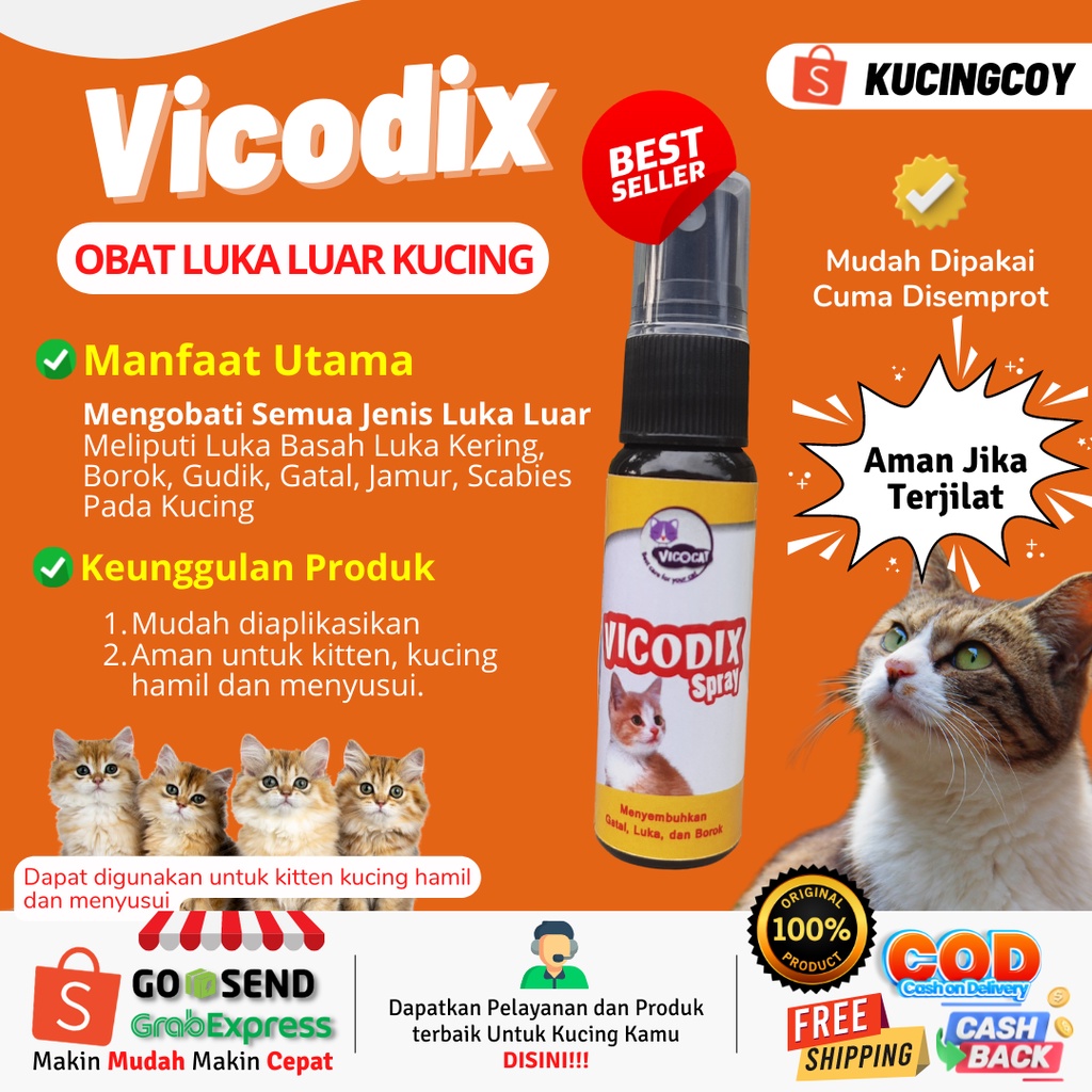 Vicodix Obat Paling Ampuh Obati Semua Luka Luar Kucing dan Sangat Mudah Digunakan Mengobati Luka ber