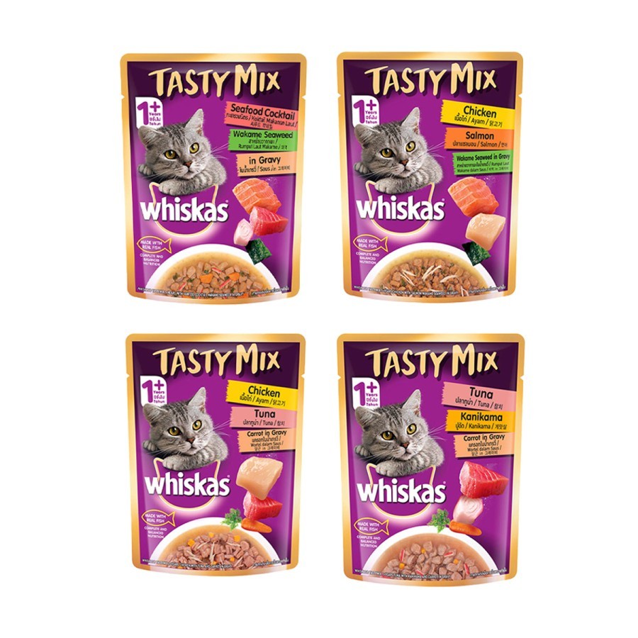 WHISKAS TASTY MIX POUCH ALL VARIAN - 70GR - MAKANAN KUCING no LifeCat