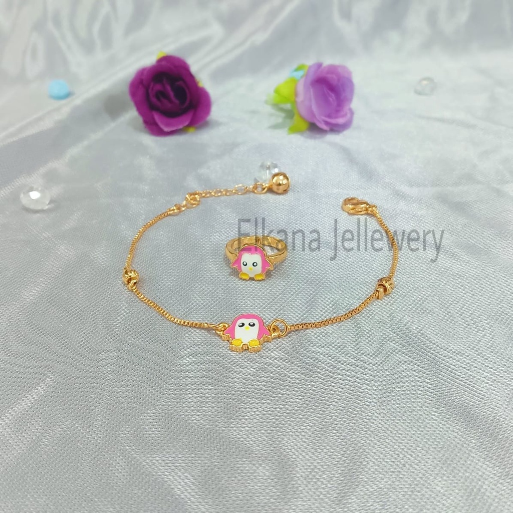 GELANG+CINCIN ANAK PLAT ITALY Perhiasan super berkelas fashion korea anti karat dan anti luntur