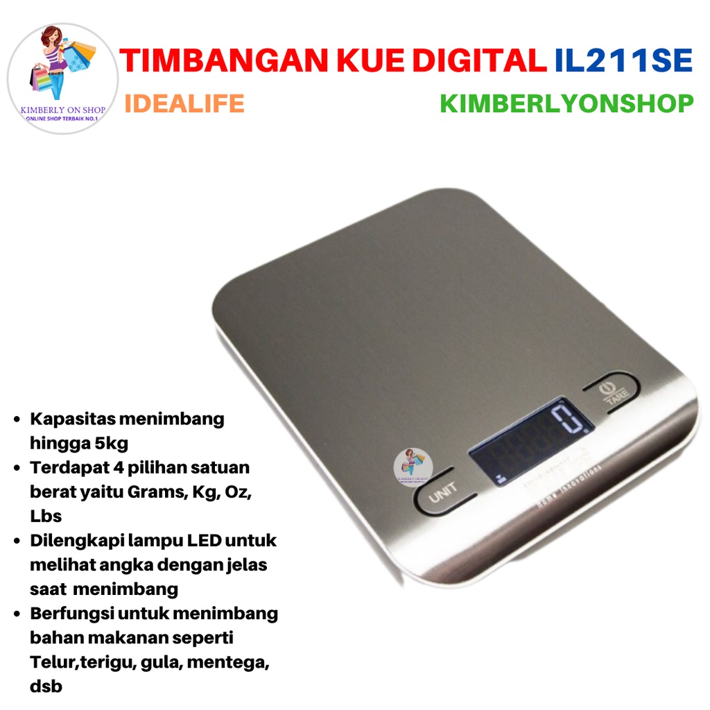 Timbangan kue Digital Kitchen scale 5kg/1gr IL 211SE IDEALIFE