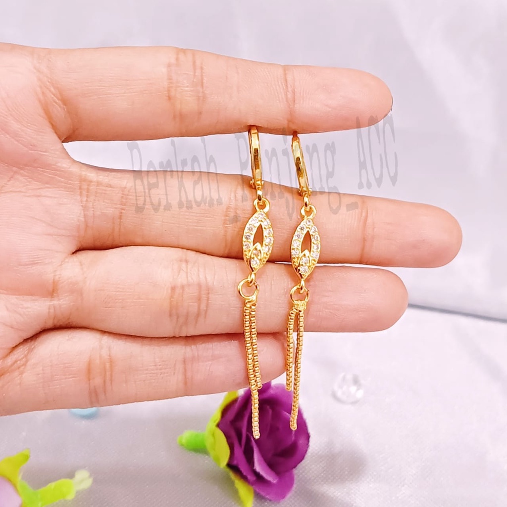 SET DEWASA KRONCONG TETES PERMATA DIAMOND perhiasan super berkelas fashion korea anti karat dan anti luntur