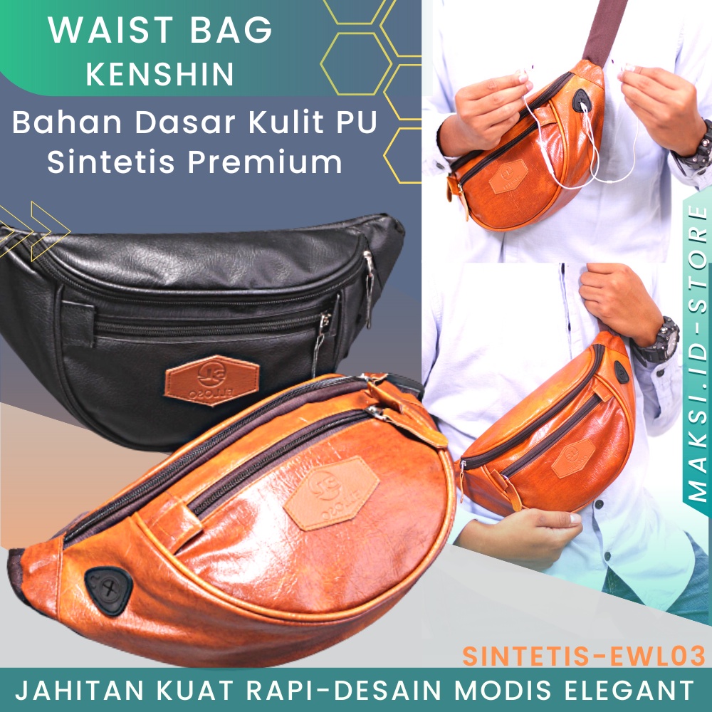 Tas Selempang Multifungsi Pu Tas Selempang Pria Bahan Premium Distro EWL03 Waistbag Bahan Premium Produk Premium Cod