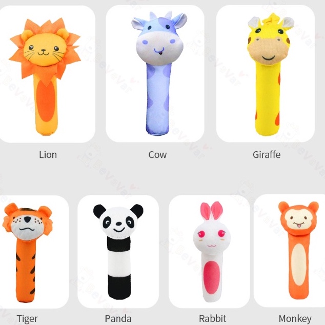 Mainan Kerincingan Genggam Bayi Bentuk Animal | Mainan Rattle Stick Bayi Mainan Tangan Bayi Bunyi Lucu