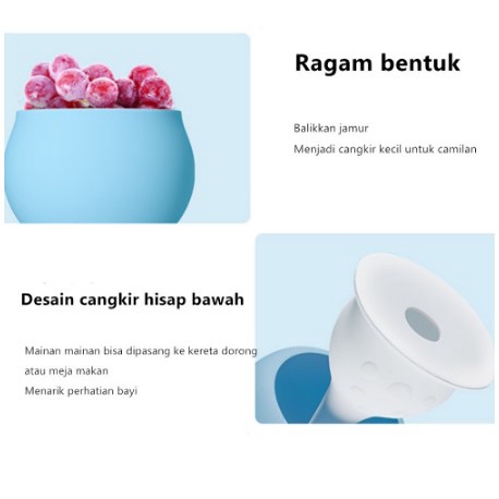 Teether Mainan Gigitan JAMUR Bayi MUSHROOM kerincingan bayi | SILICONE