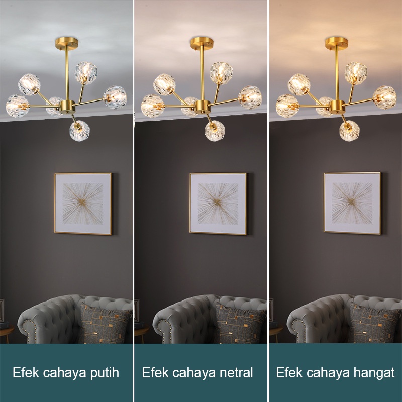 Lampu Gantung Modern Kristal Ruang Tamu Chandelier Mewah Kamar Tidur Ruang Tamu Nordik Ceiling Lampu ly Lampu Langit -langit