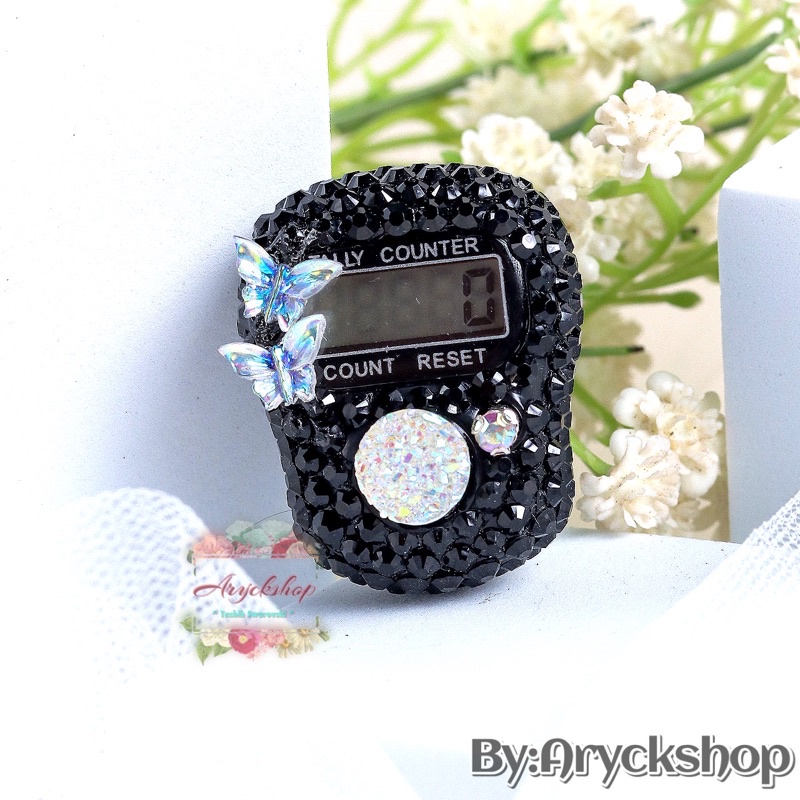 HITAM DOUBLE KUPU Tasbih Digital BLINK Tasbeh hias manik hampers Kado ultah
