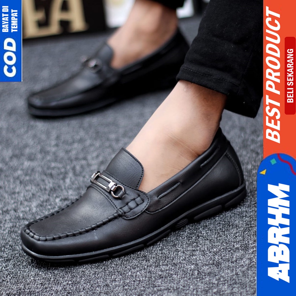 Sepatu Formal Kerja Pantofel Casual Hitam Pria Abrhm Tobi