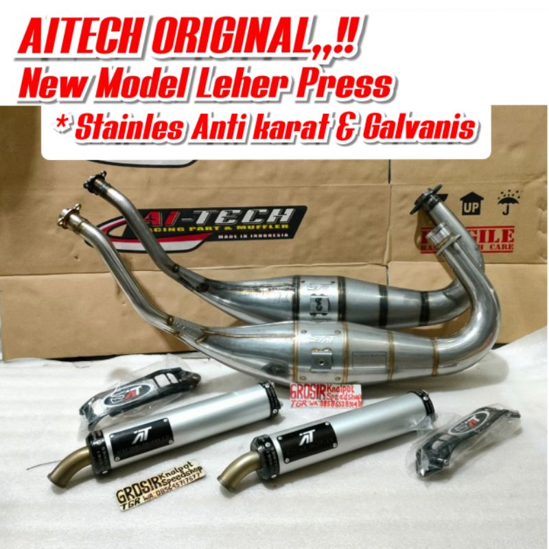 Knalpot Aitech ORIGINAL Stainles 304 & Galvanish New Model Leher Press Gen 2 Big volume Ori Cobra & 