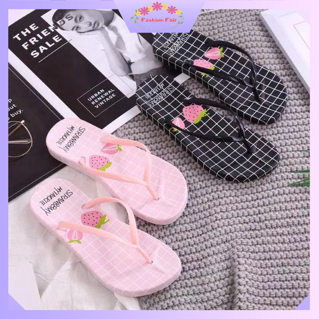 [LOKAL] Fashion Fair - HARGA SPECIAL Sandal Flip flop STRAWBERRY