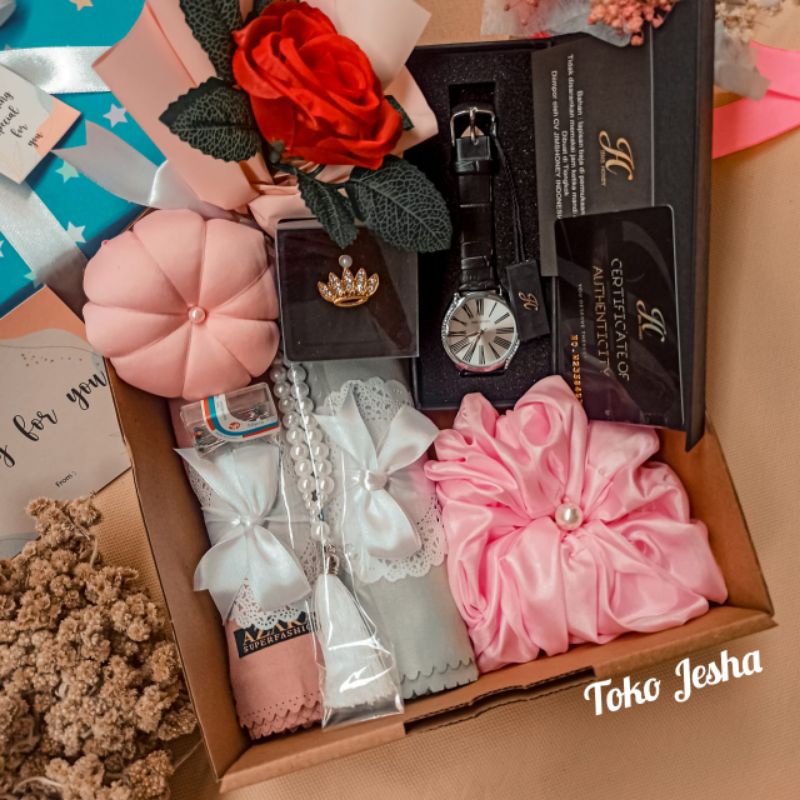 Kado Hijab Cewek Hadiah Ultah Kerudung Istri Wedding Anniversary Buket Bunga Jam Tangan Ibu Guru Mer