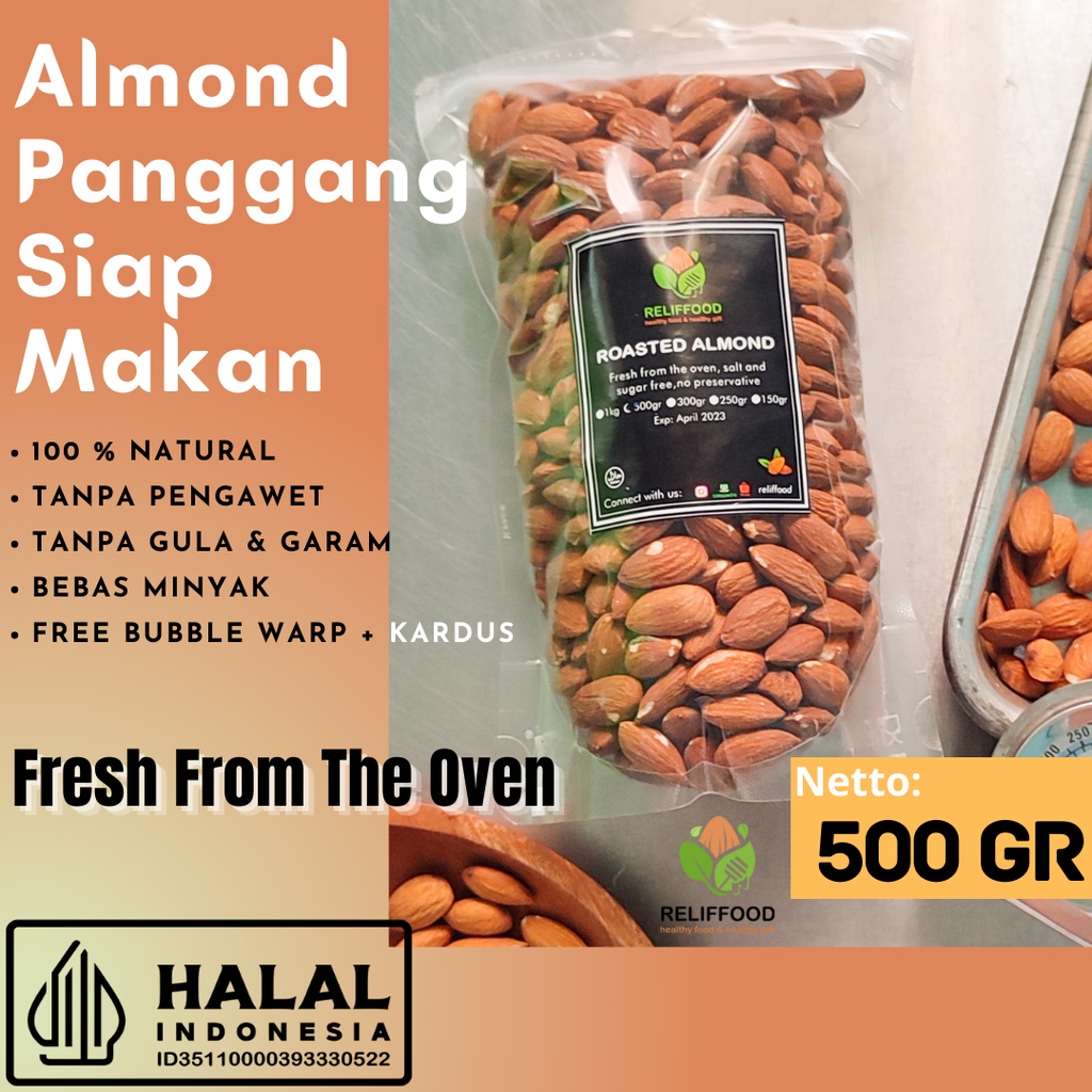 

Shakamori - ROASTED ALMOND 500 GRAM - KACANG ALMOND PANGGANG KUPAS