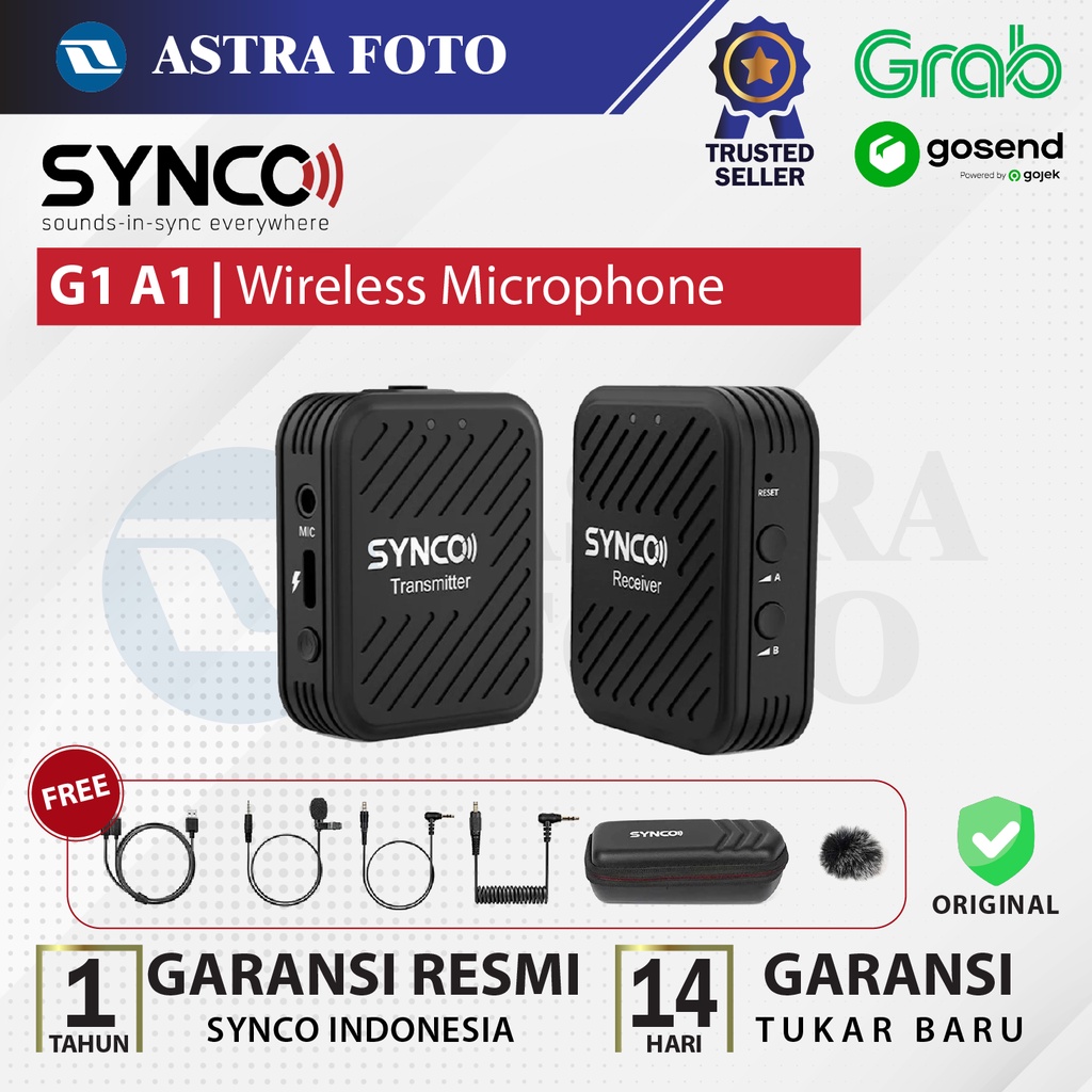 SYNCO G1 A1 Wireless Lavalier Mic 1 Transmitter - Microphone Kamera Mirrorless DSLR