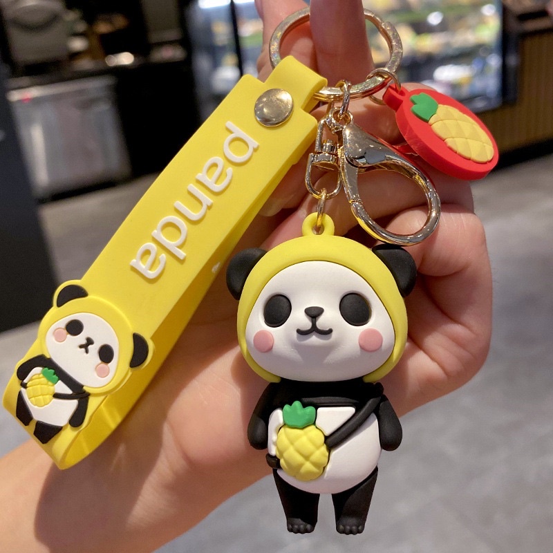 SERBI Keychain Animal Gantungan Kunci Hewan Gantungan Kunci Bentuk Binatang Kartun Seragam keamanan boneka beruang pasangan liontin lucu rantai gantungan kunci Bahan Silikon Tahan Air MBT315