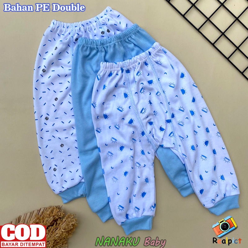 Isi 3 PCS Celana Bayi Baru Lahir Celana Pempers Panjang Bayi Seri Biru Usia 0-3 Bulan - Ana Baby