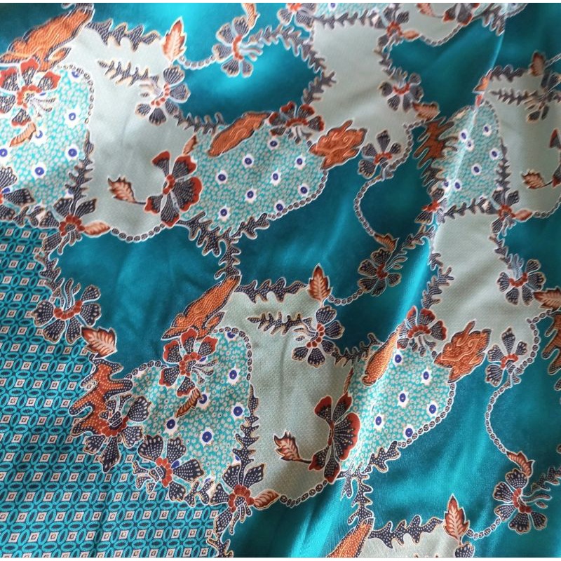 kain batik meteran batik hijau tosca