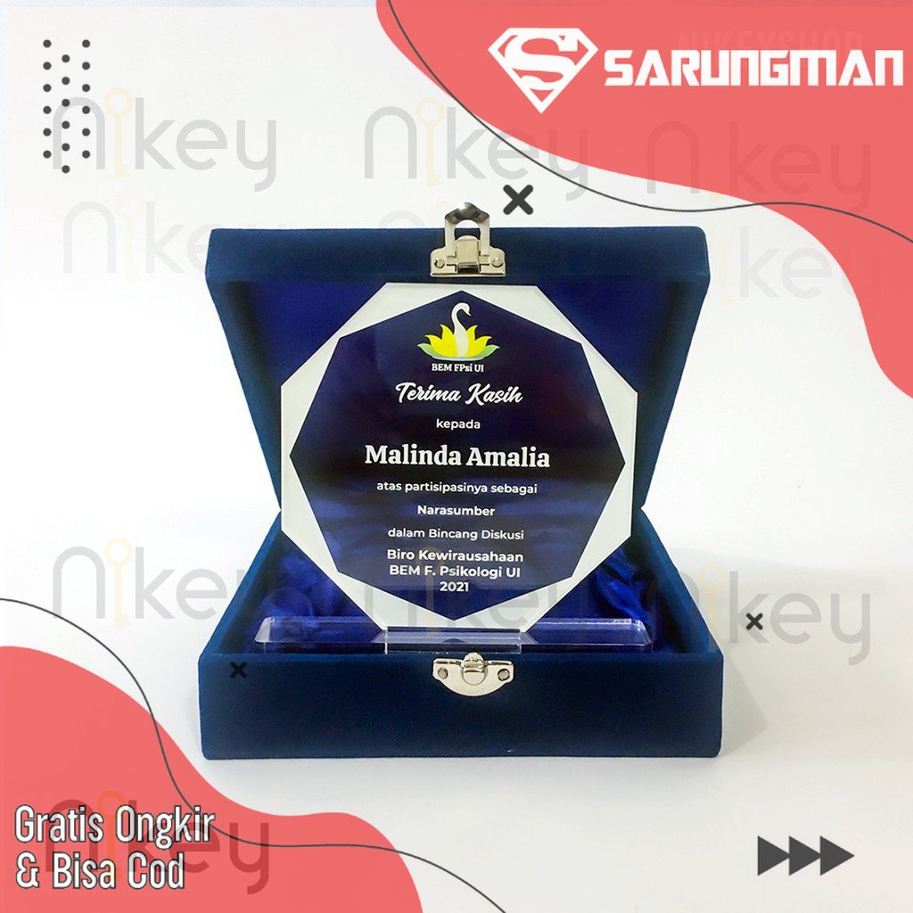 PLAKAT AKRILIK CUSTOM TEBAL, UKURAN 20X15CM DAN BOX BLUDRU