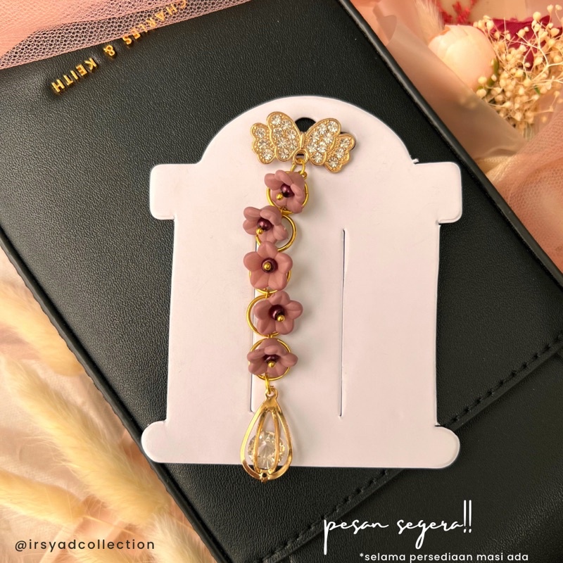 Bros Hijab Edisi Bunga Bunga kecil , Bros Hijab Bentuk 5 Bunga , Bros Warna Gold , Bros Pin Aksesoris Tambahan