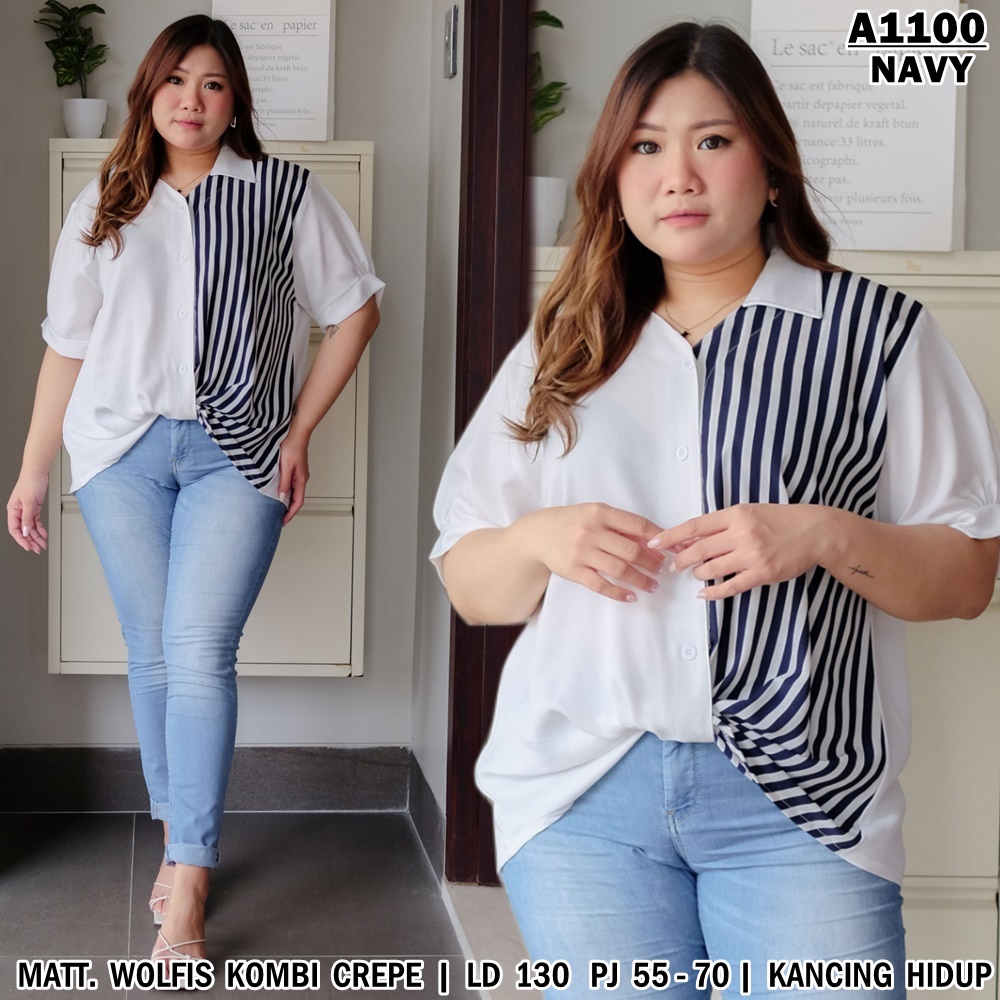 UNION11 - ATASAN JUMBO WANITA LD 130 / BAJU JUMBO WANITA / BAJU KERJA WANITA BIGSIZE / BLOUSE JUMBO WANITA / ATASAN JUMBO XXXL WANITA MUAT BB 90 KG