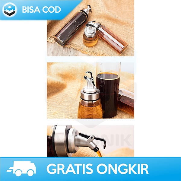 BOTOL PENYIMPANAN MINYAK OLIVE OIL BAHAN KACA 180ML LUBANG TUTUP BOTOL