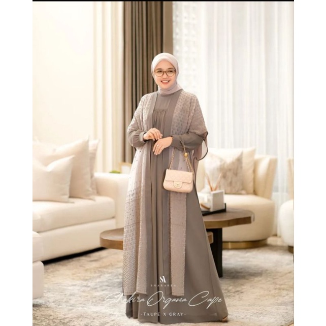 Shararea X Citra kirana, Shakira Organza Cape gray x taupe, size M