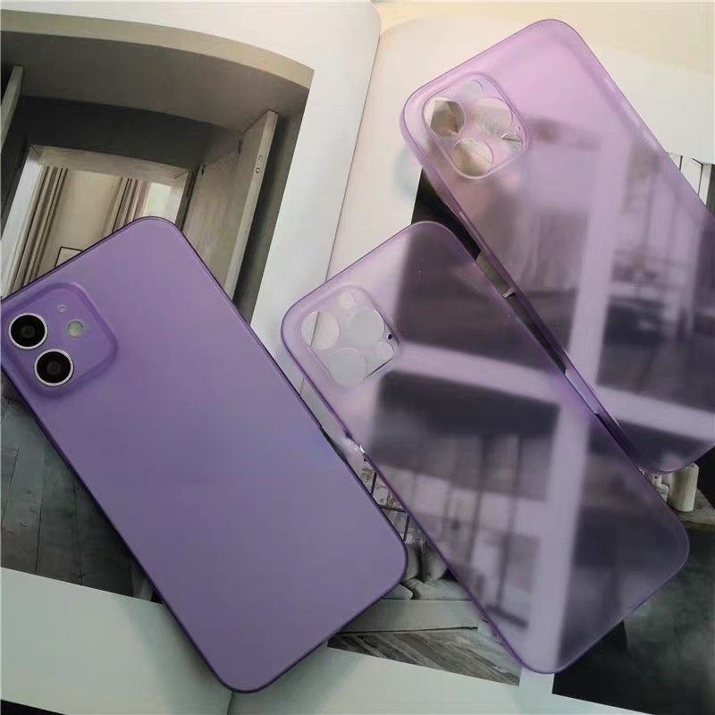 Case Shockproof Bentuk Kotak Warna Ungu Untuk iPhone 14 pro max 13 12 pro max 11 11 pro max