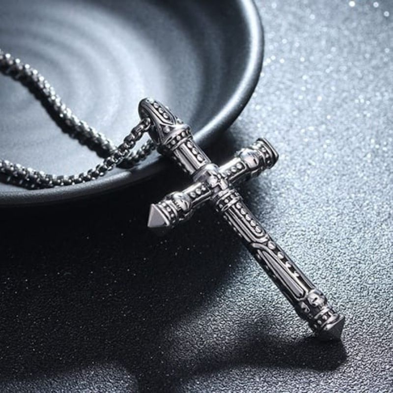 Kalung Salib Stainless Steel Pria Wanita Fashion Eropa Korea