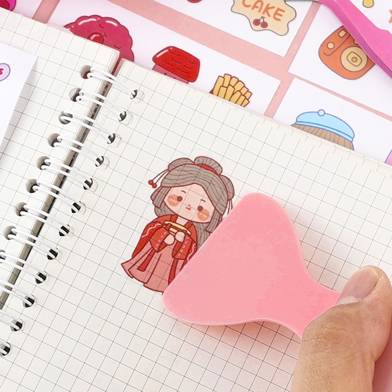 100 Lembar Stiker Minyak Motif Kartun Campur Dengan Sekop Dan Pinset