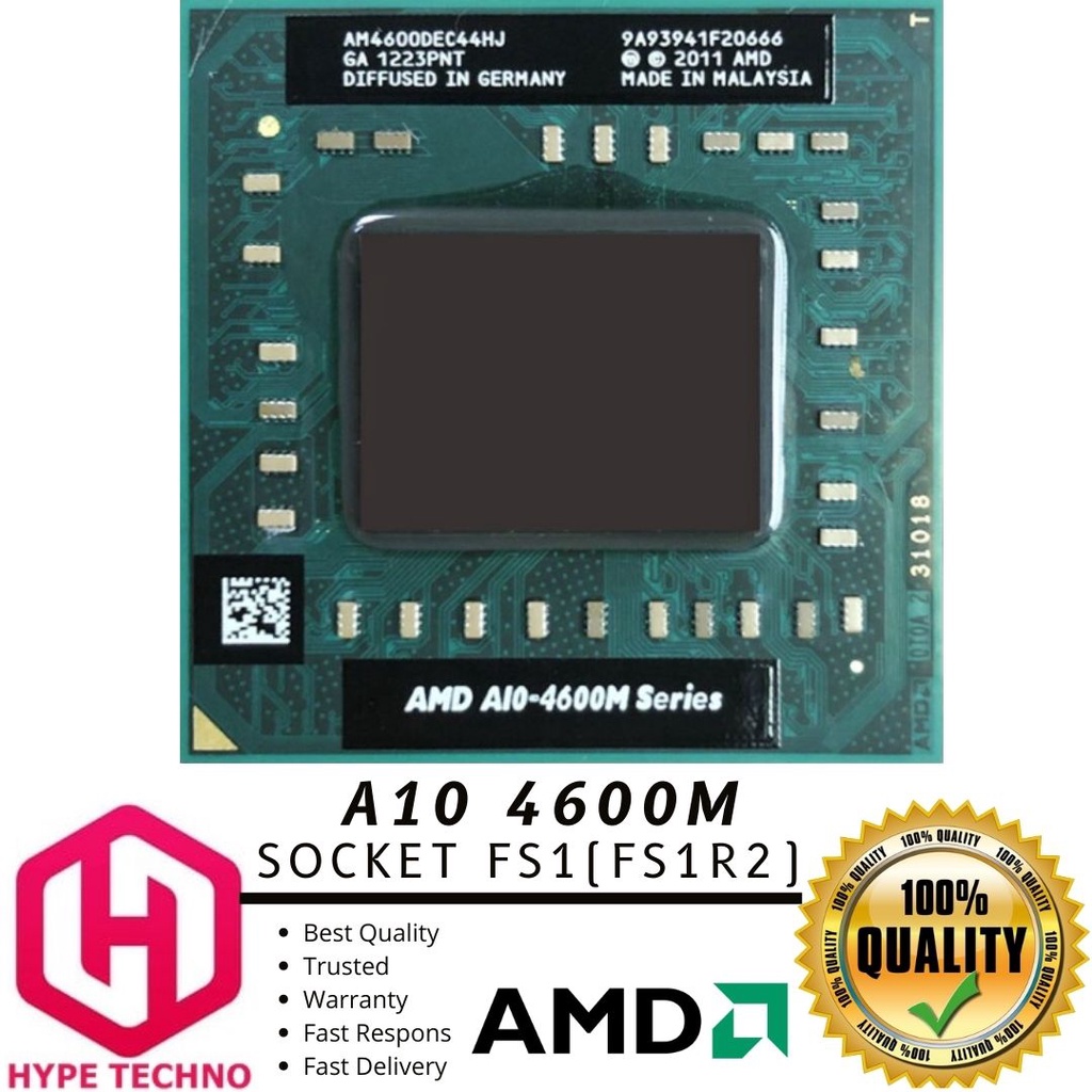 AMD A10 4600M (LAPTOP) 4 CORES 4 THREADS - SOCKET FS1/FS1r2 - 2.3GHZ UP TO 3.2 GHZ - TDP 35W -  proc