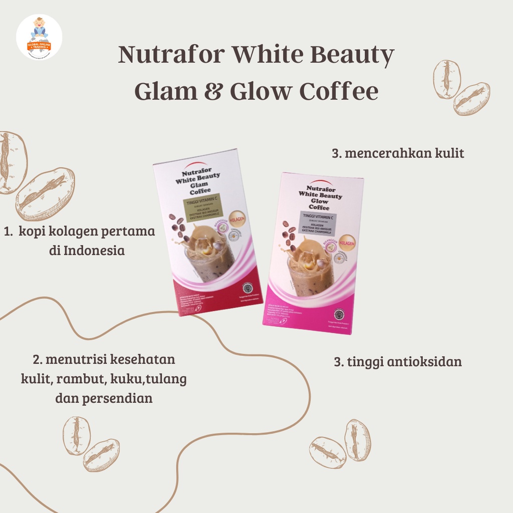 Kolagen kulit Nutrafor White Beauty Glam &amp; Glow Coffee