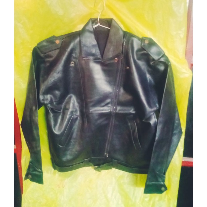 jaket pria merek seiko model Harley ukuran size L L DAN LM kulit sintetis, kalep