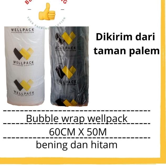 

Plastik Bubble wrap roll hitam dan bening wellpack 60cm x 50m - Hitam