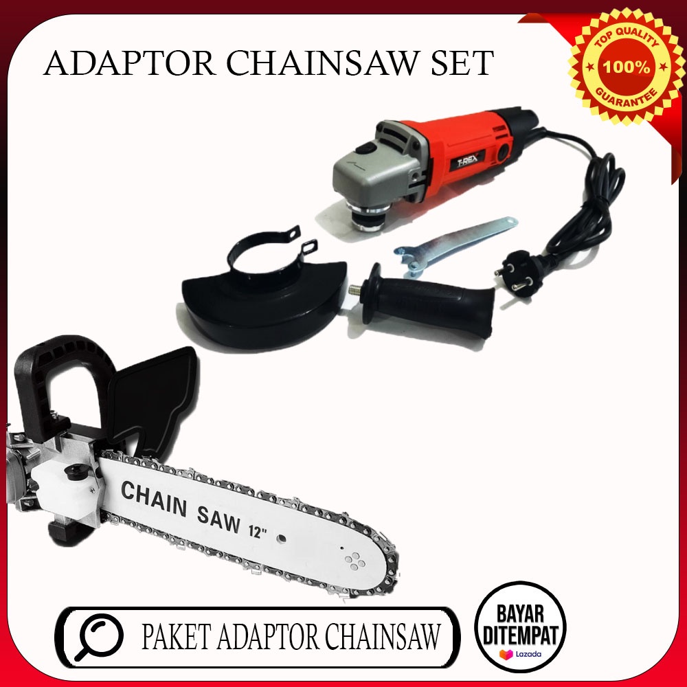 MURAH LEBAY  Paket Mesin Gerinda T REX + Adaptor Chainsaw iwa Gergaji Kayu mini chainsaw 11,5