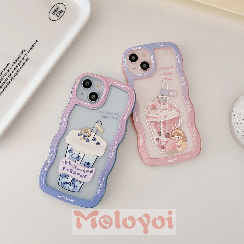 Soft Case TPU Motif Milk Tea Untuk IPhone 11 12 13 14 Pro MAX XR X XS MAX 6 6s 7 8 14 Plus SE 2020