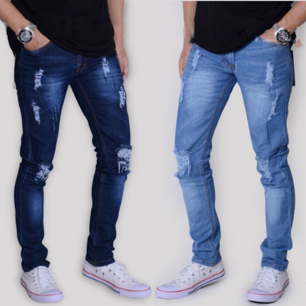 Celana Jeans sobek pria - Ripped Jeans - celana slim fit pria motif sobek