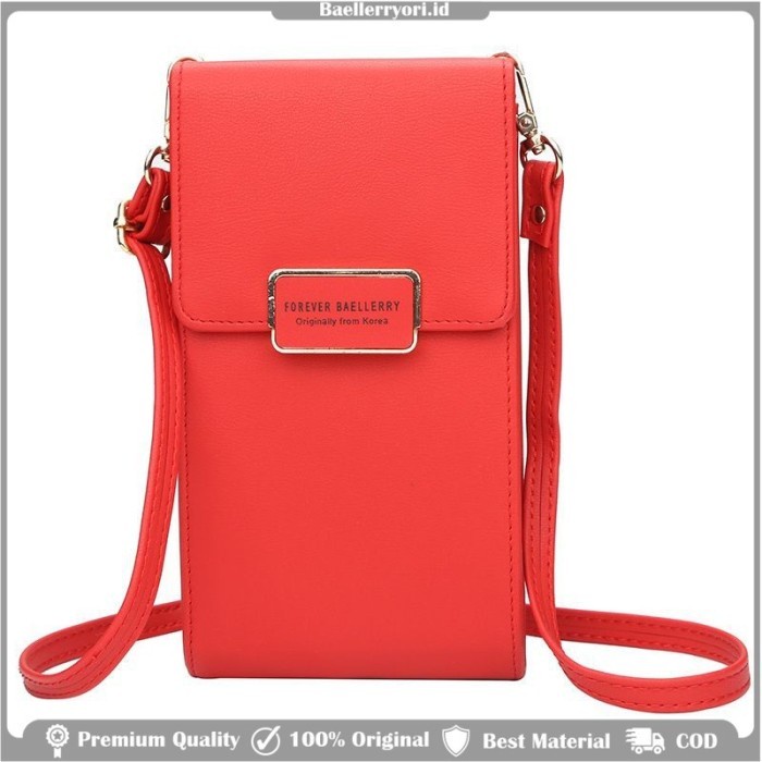 tas hp wanita selempang Sling Bag Baellerry N5190 Ori Tas Selempang Wanita t Kulit - Red D1B4 tas hp